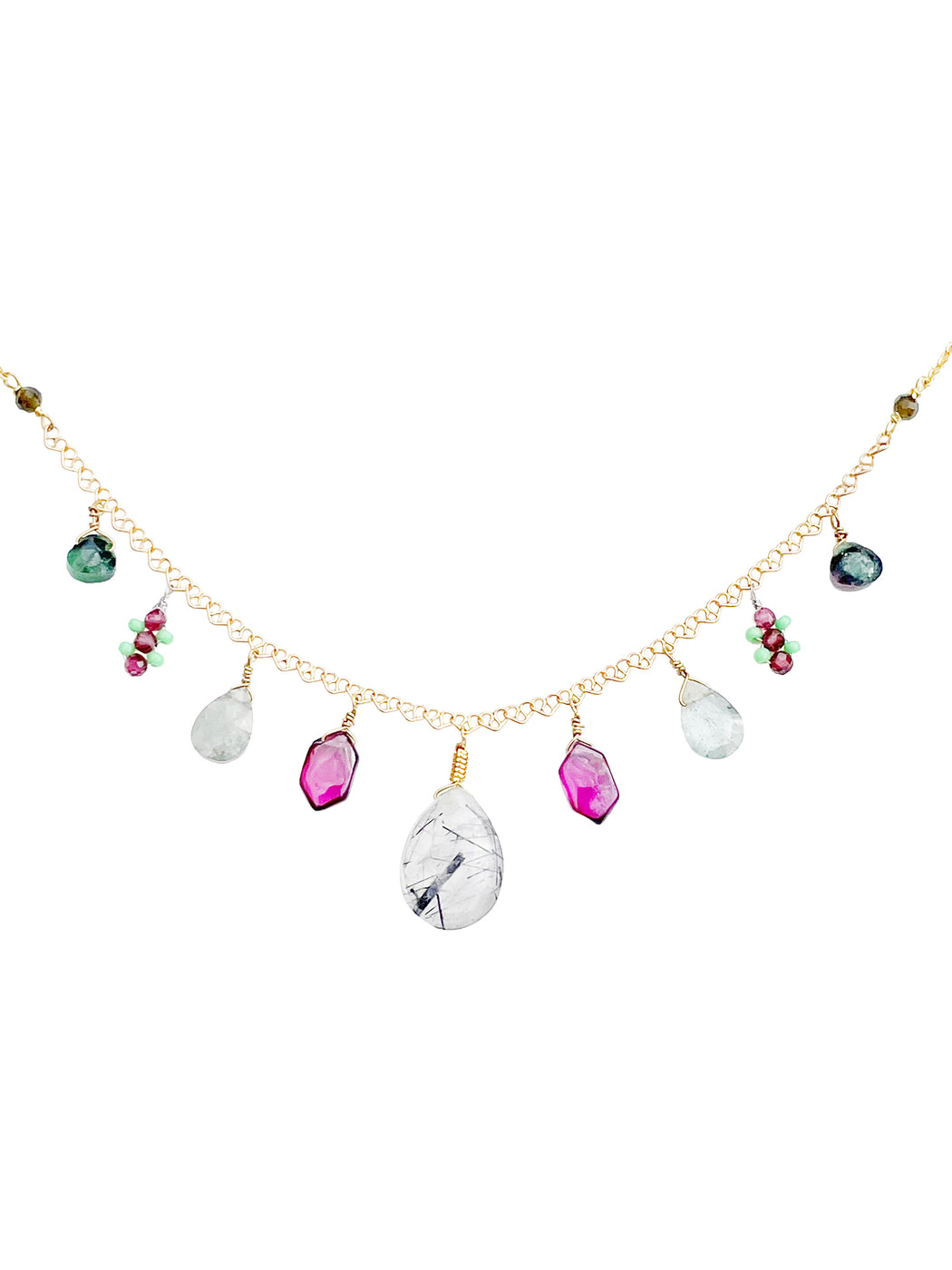 Collier en Laiton Doré et Pierre Semi-Précieuse B21_40