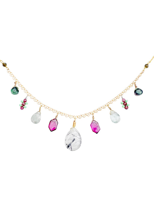 Collier en Laiton Doré et Pierre Semi-Précieuse B21_40
