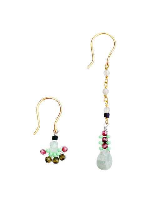 Boucles d'Oreille  en Laiton Doré et Pierre Semi-Précieuse B21_41