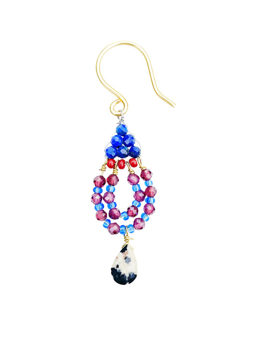 Boucles d'Oreille  en Laiton Doré et Pierre Semi-Précieuse B102