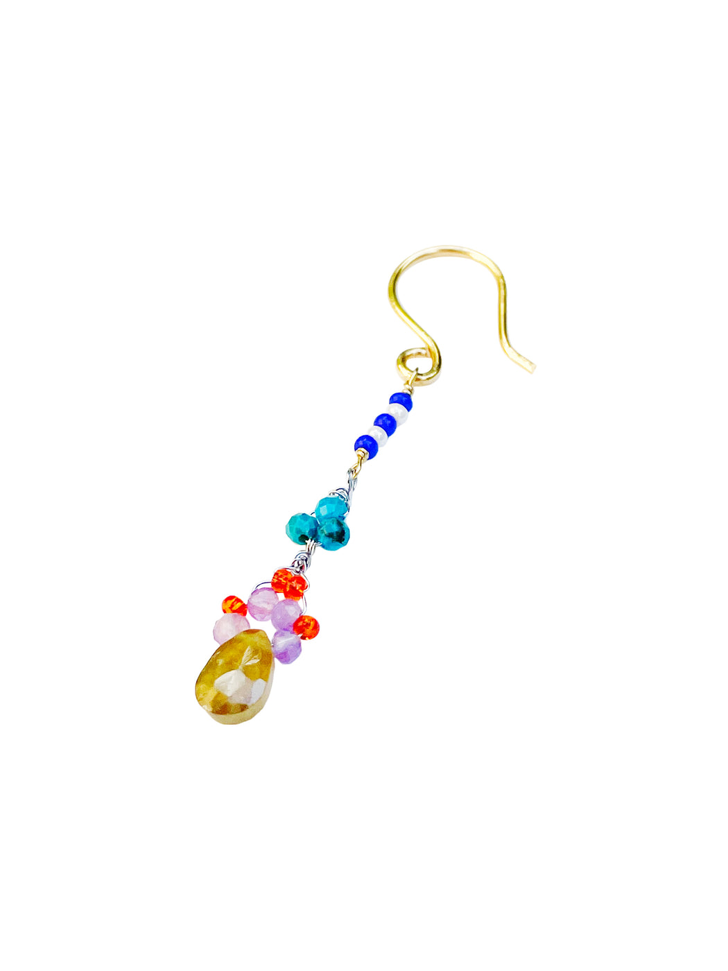 Boucles d'Oreille  en Laiton Doré et Pierre Semi-Précieuse FDC413