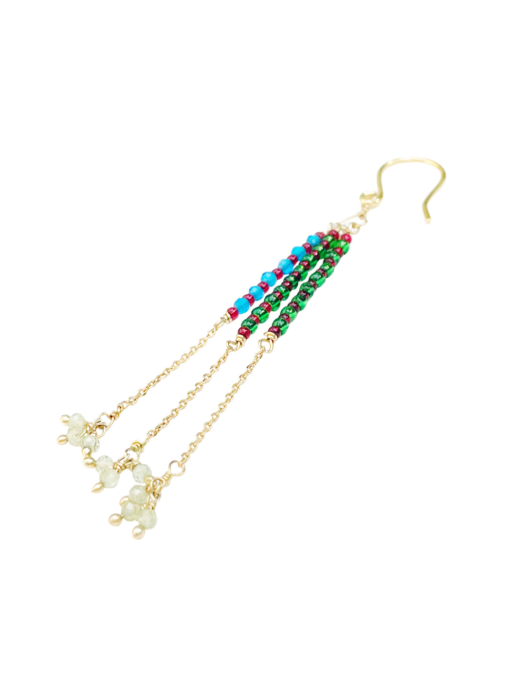 Boucles d'Oreille  en Laiton Doré et Pierre Semi-Précieuse FDC415