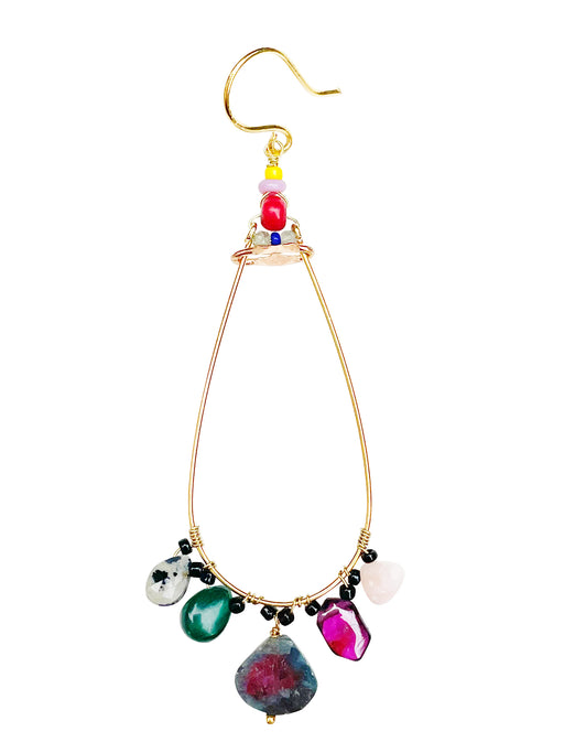 Boucles d'Oreille  en Laiton Doré et Pierre Semi-Précieuse FDC442