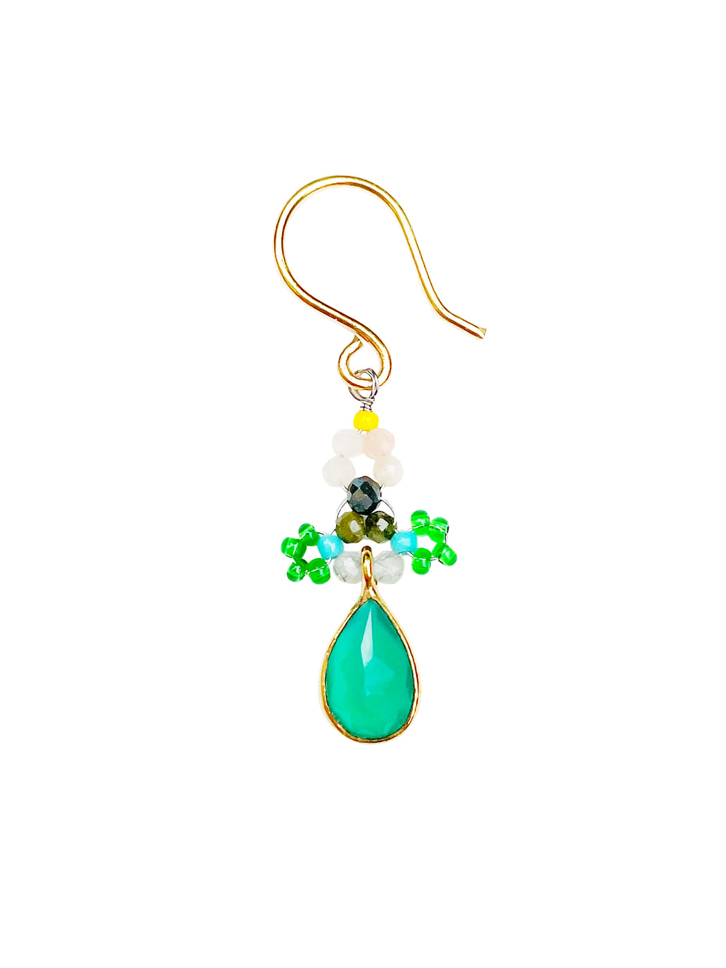 Boucles d'Oreille  en Laiton Doré et Pierre Semi-Précieuse FDC469