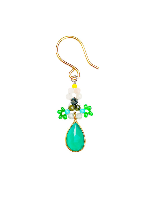 Boucles d'Oreille  en Laiton Doré et Pierre Semi-Précieuse FDC469
