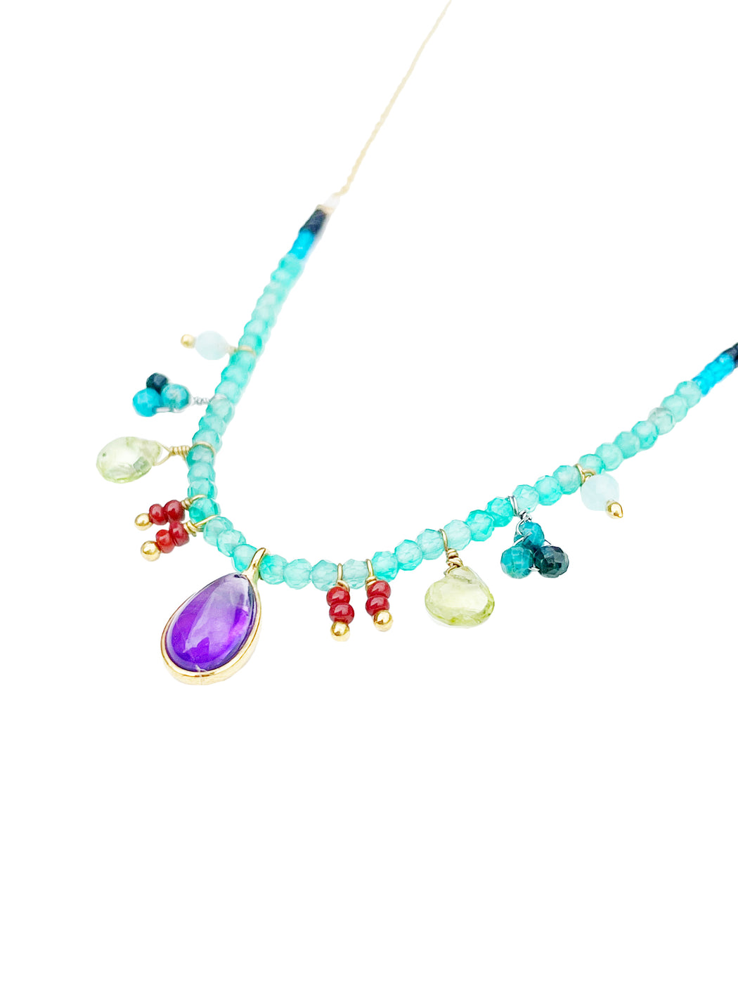 Collier en Laiton Doré et Pierre Semi-Précieuse FDC158