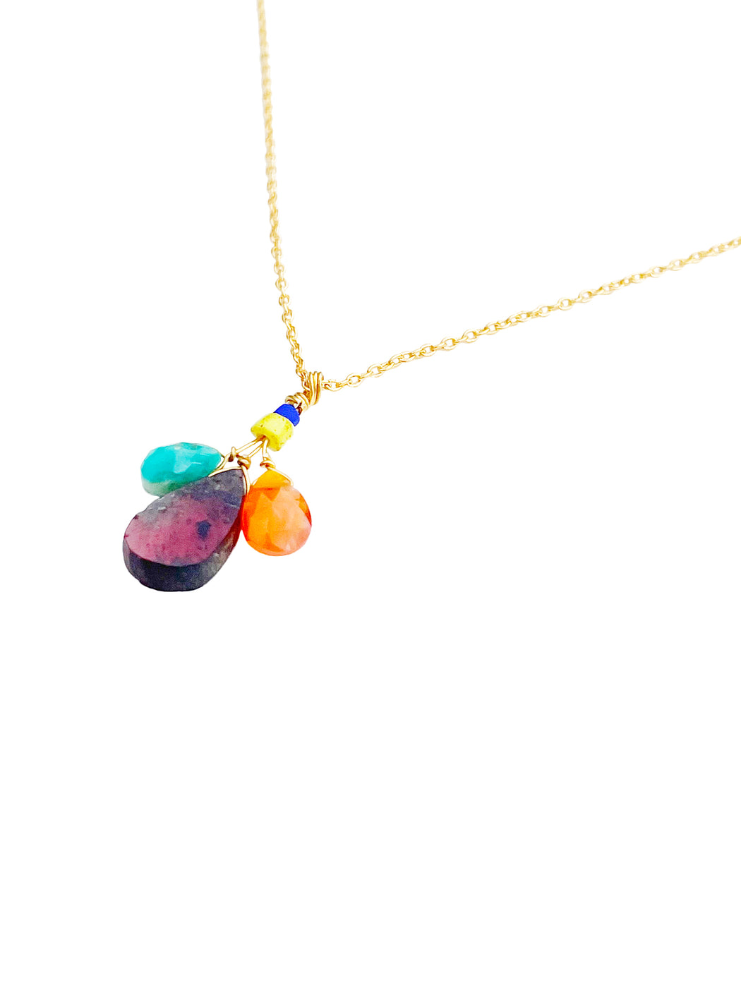Collier en Laiton Doré et Pierre Semi-Précieuse B21_28