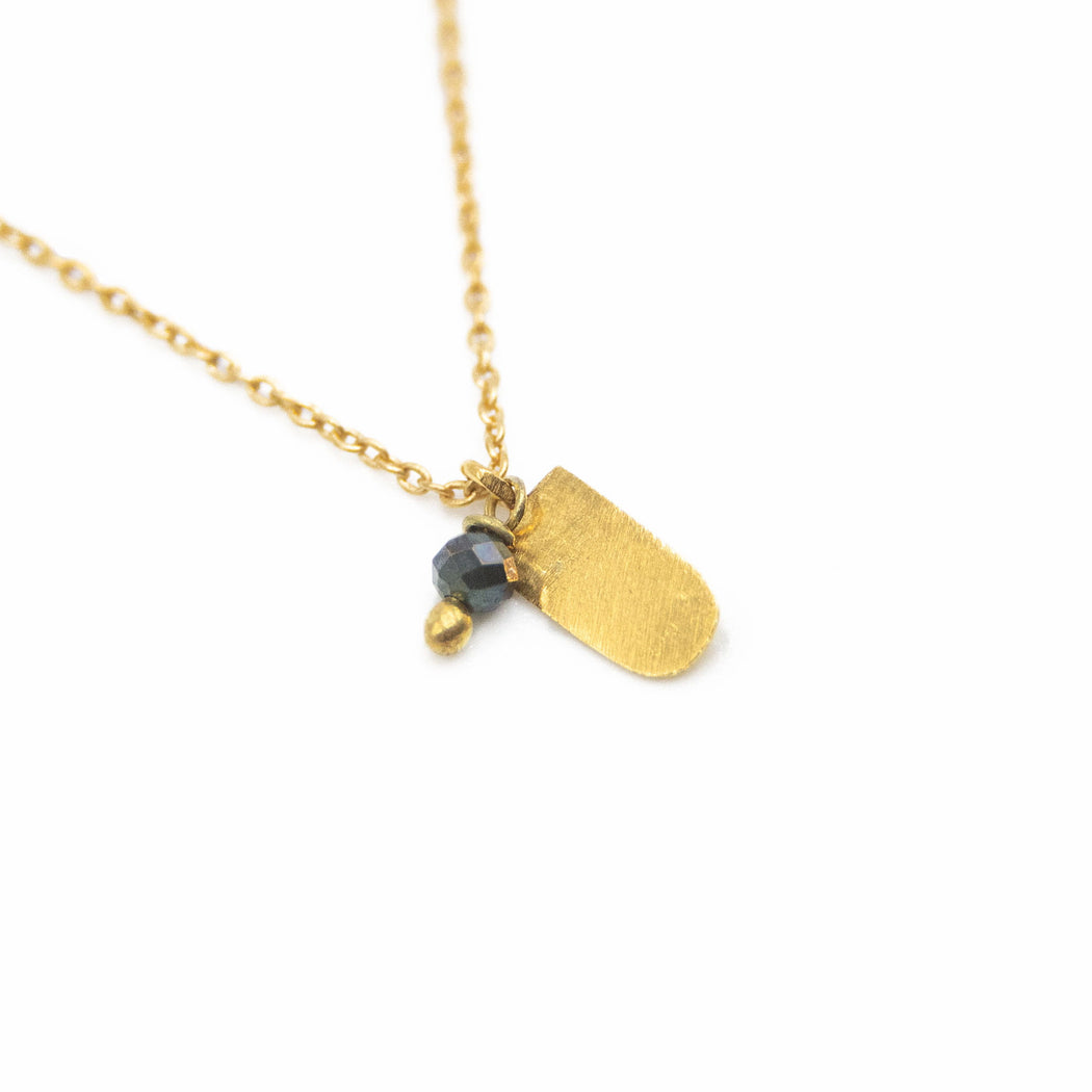Collier en Laiton Doré et Pierre Semi-Précieuse FDC29