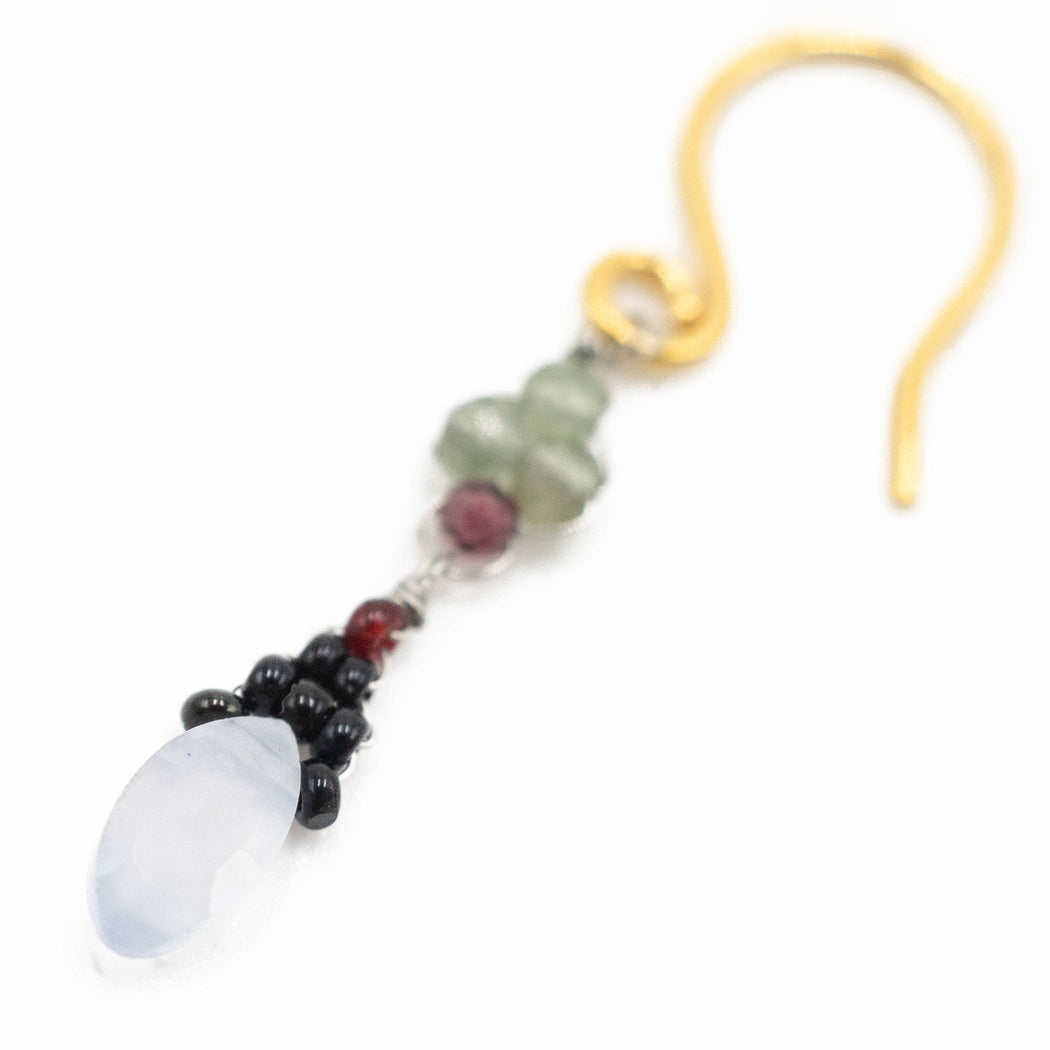 Boucles d'Oreille  en Laiton Doré et Pierre Semi-Précieuse FDC30