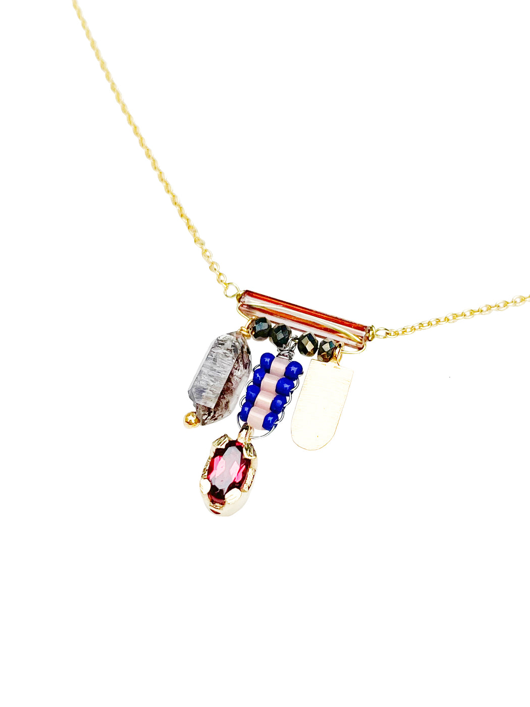 Collier en Laiton Doré et Pierre Semi-Précieuse FDC458