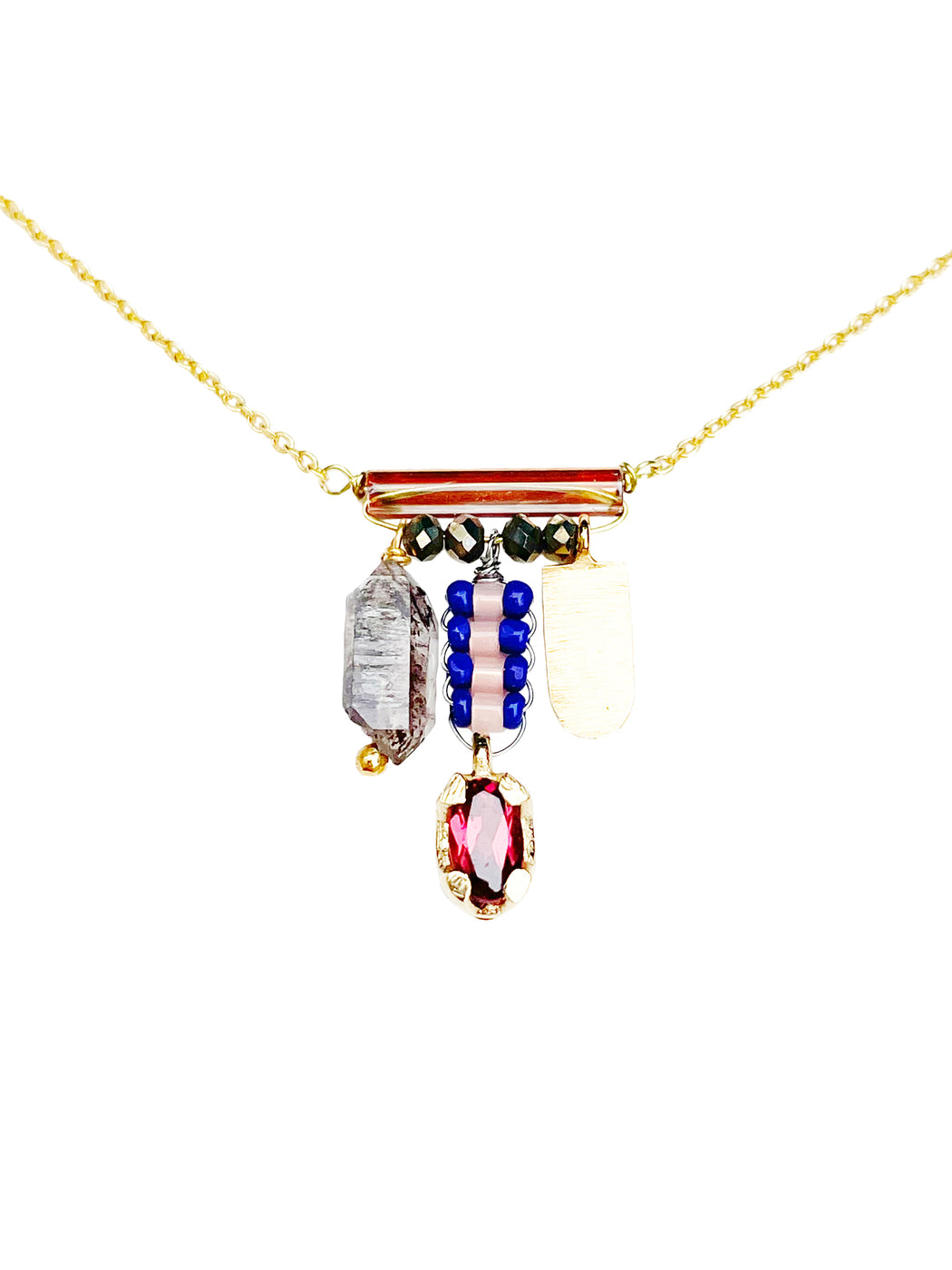 Collier en Laiton Doré et Pierre Semi-Précieuse FDC458