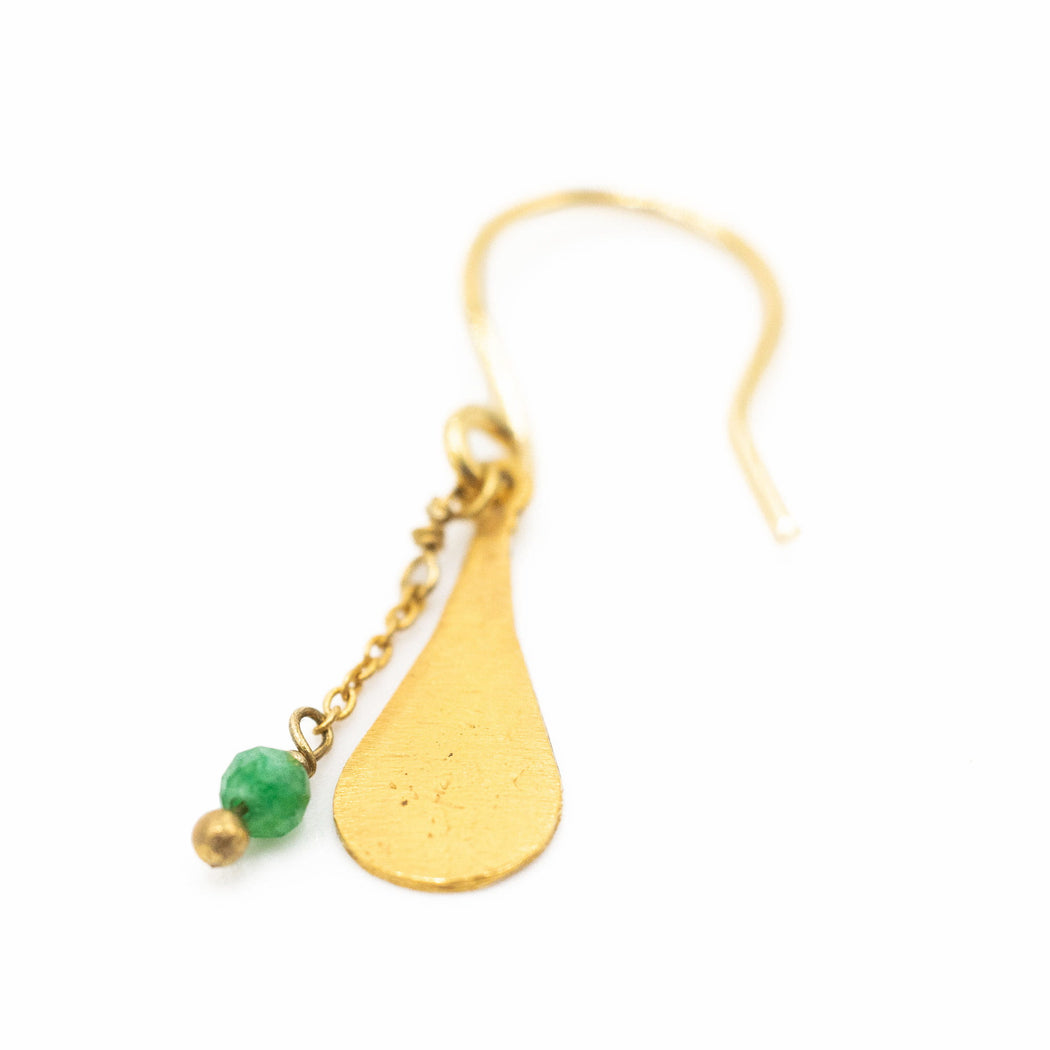 Boucles d'Oreille en Laiton Doré et Pierre Semi-Précieuse FDC44
