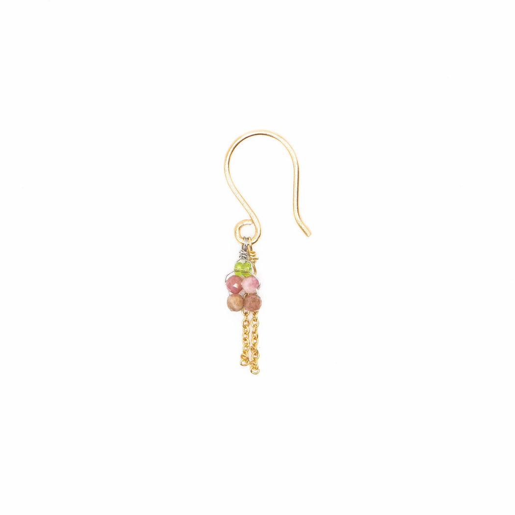 Boucles d'Oreille Fantaisie en Laiton Doré et Pierre Semi-Précieuse FDC46C