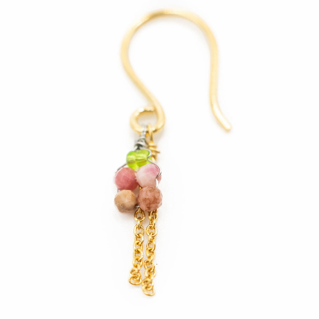 Boucles d'Oreille Fantaisie en Laiton Doré et Pierre Semi-Précieuse FDC46C