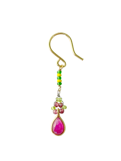 Boucles d'Oreille  en Laiton Doré et Pierre Semi-Précieuse FDC388