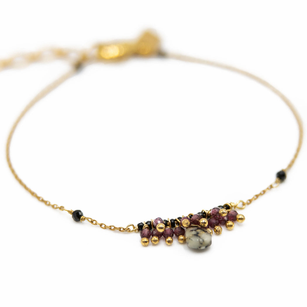 Bracelet en Laiton Doré et Pierre Semi-Précieuse FDC9