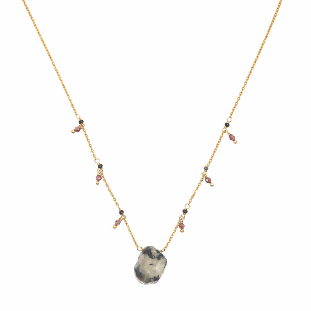 collier en Laiton Doré et Pierre Semi-Précieuse FDC6