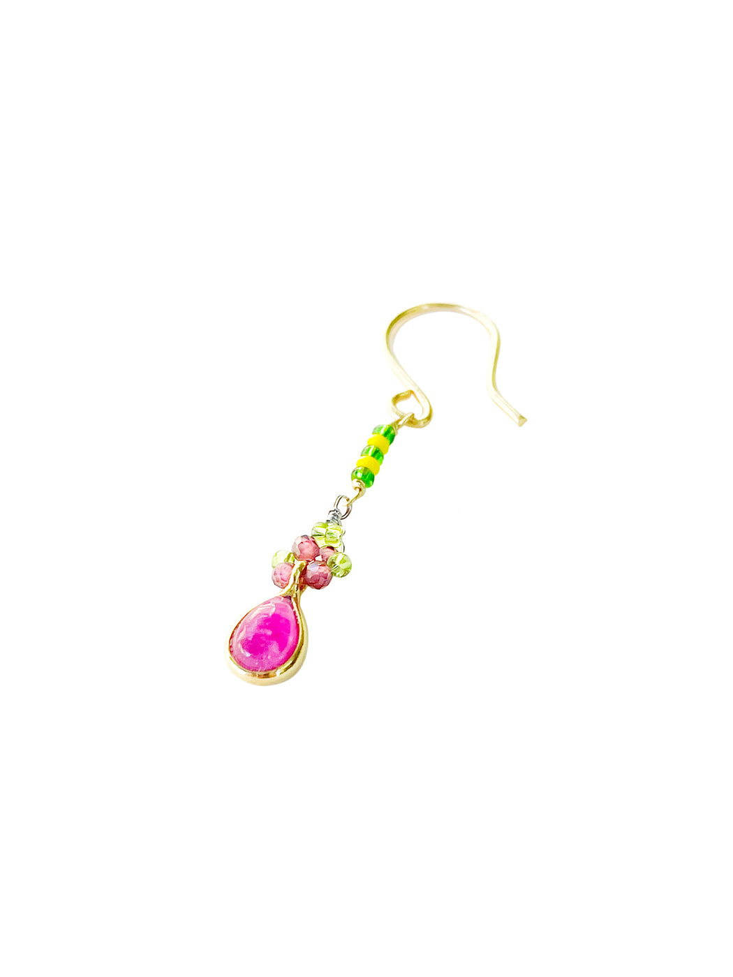 Boucles d'Oreille  en Laiton Doré et Pierre Semi-Précieuse FDC388