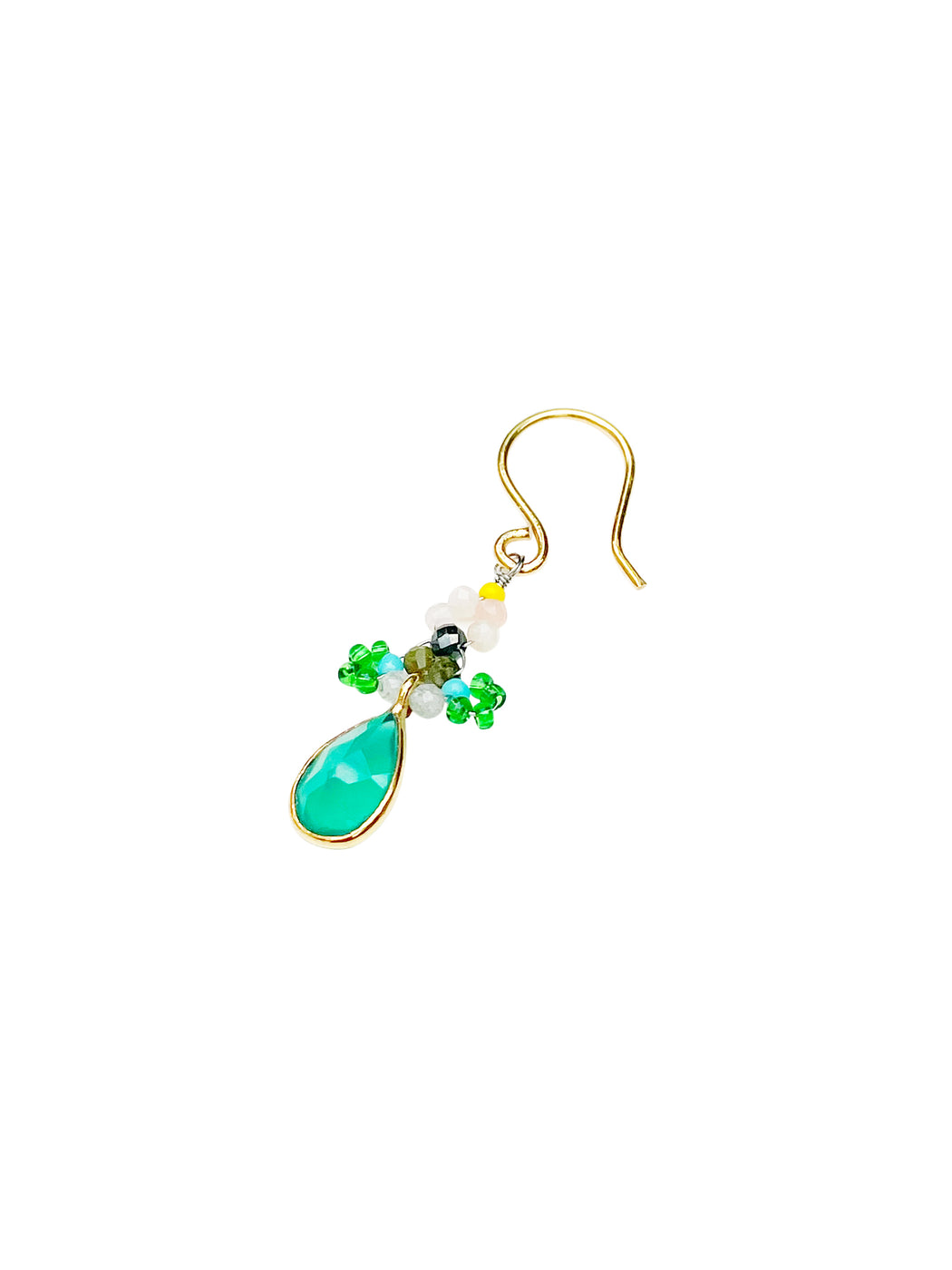 Boucles d'Oreille  en Laiton Doré et Pierre Semi-Précieuse FDC469
