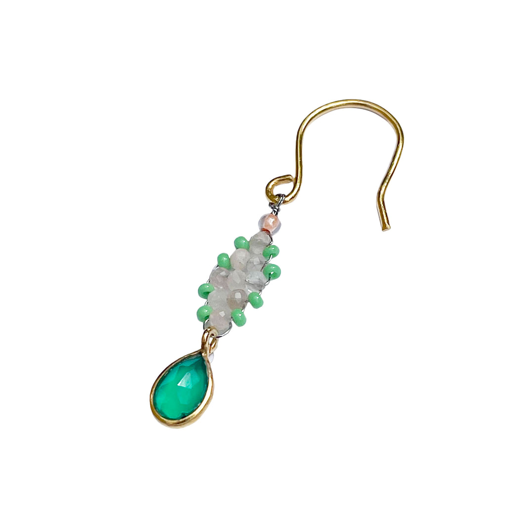 Boucles d'Oreille en Laiton Doré et Pierre Semi-Précieuse FDC186