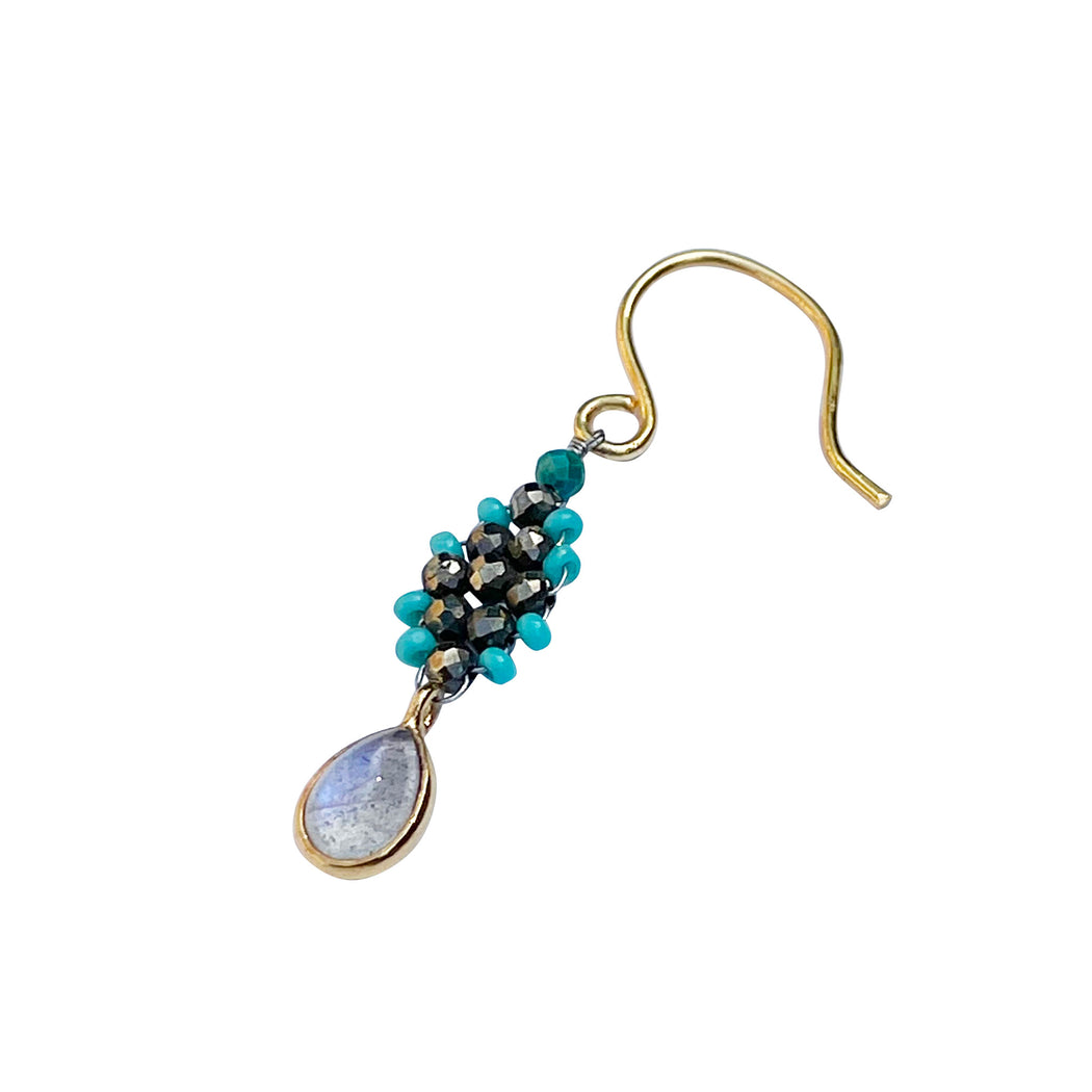 Boucles d'Oreille en Laiton Doré et Pierre Semi-Précieuse FDC144