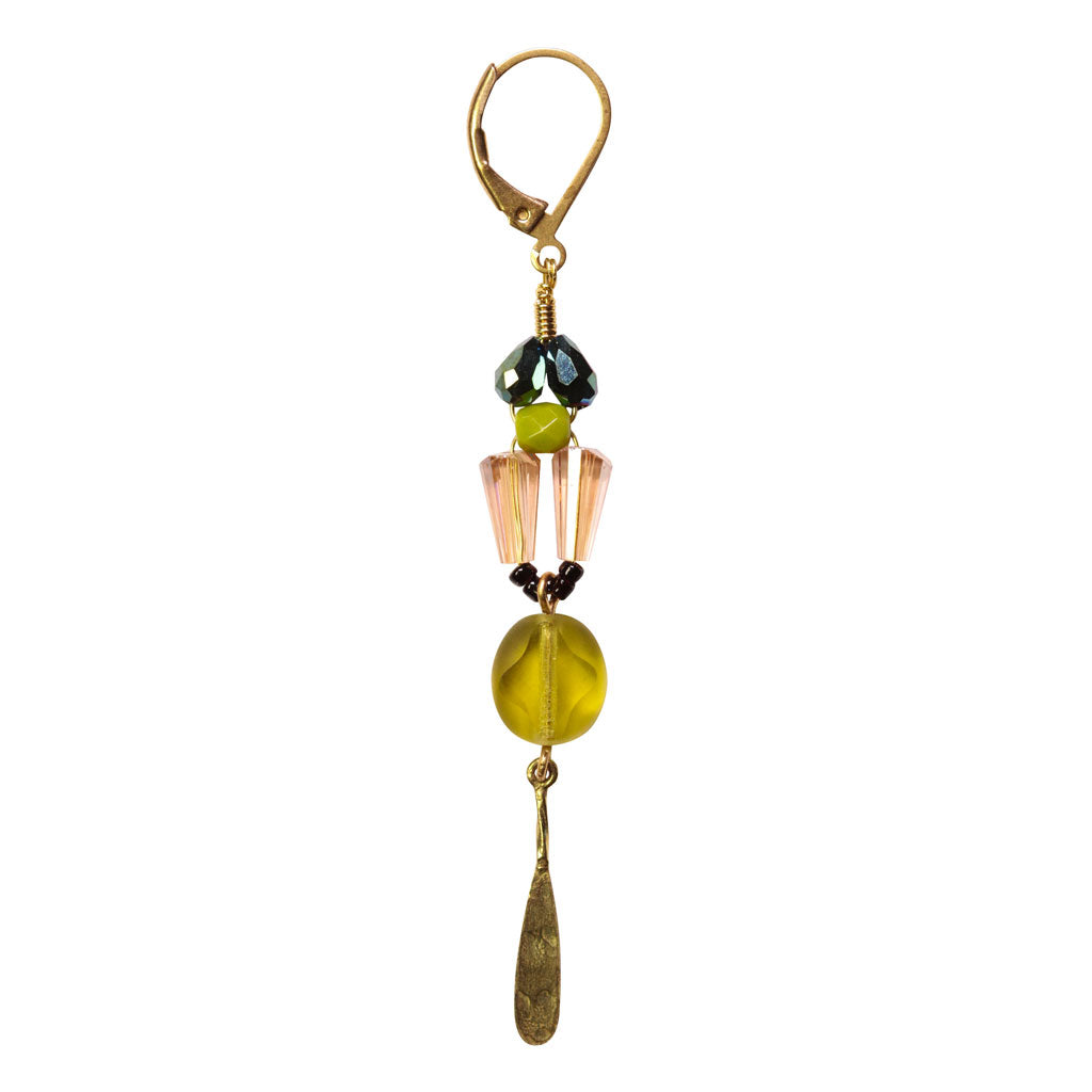 le fourbi de capucine boucles d'oreille laiton perles de verre BI 29 B le FDC